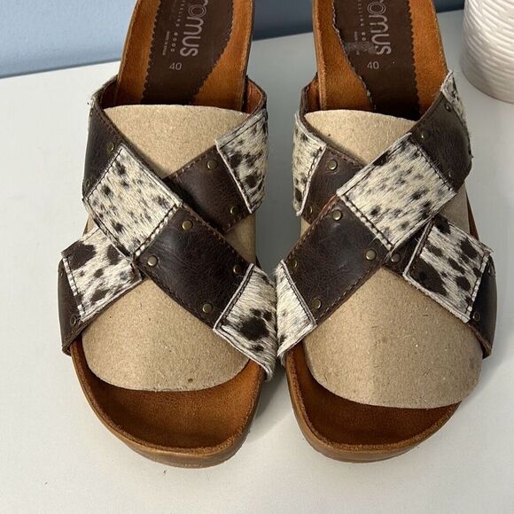 Romus Vegan Leather Cow print sandal Heels sz 8 - Picture 4 of 7